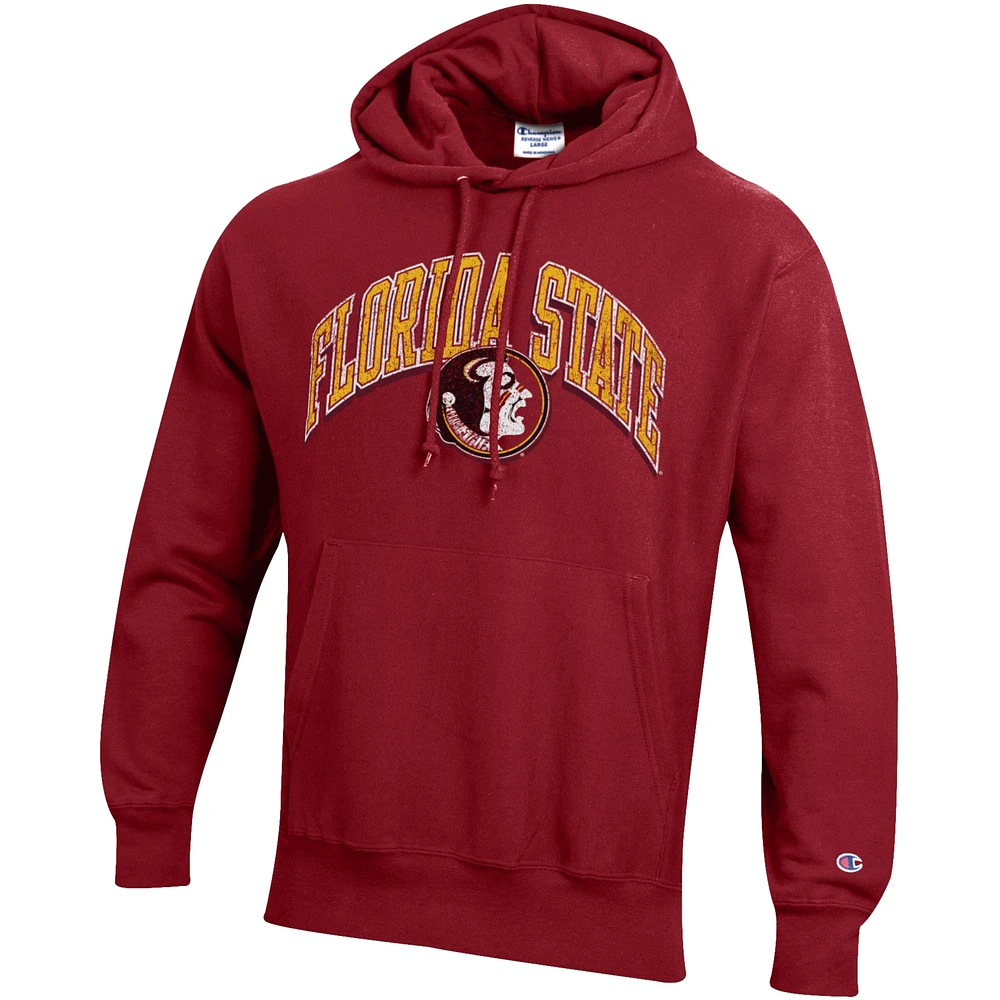 Men's Champion Garnet Florida State Seminoles Vault Late Night Reverse Weave Pullover Hoodie