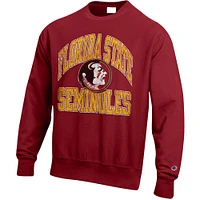 Men's Champion Garnet Florida State Seminoles Vault Late Night Reverse Weave Pullover Sweatshirt