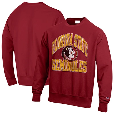 Men's Champion Garnet Florida State Seminoles Vault Late Night Reverse Weave Pullover Sweatshirt