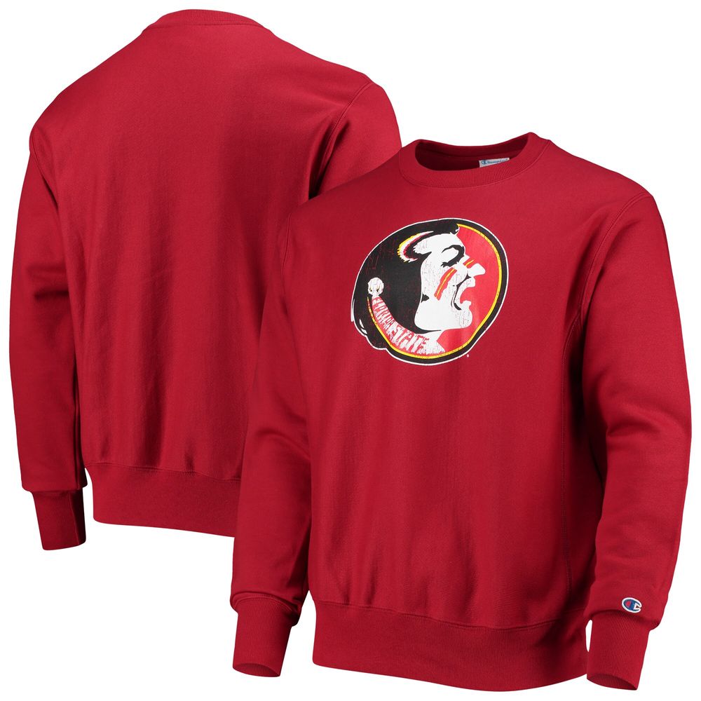 Men's Champion Garnet Florida State Seminoles Vault Logo Reverse Weave Pullover Sweatshirt