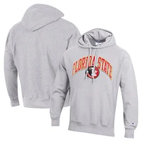 Men's Champion Gray Florida State Seminoles Vault Late Night Reverse Weave Pullover Hoodie