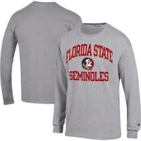 T-shirt à manches longues Champion Heather Grey Florida State Seminoles High Motor pour homme