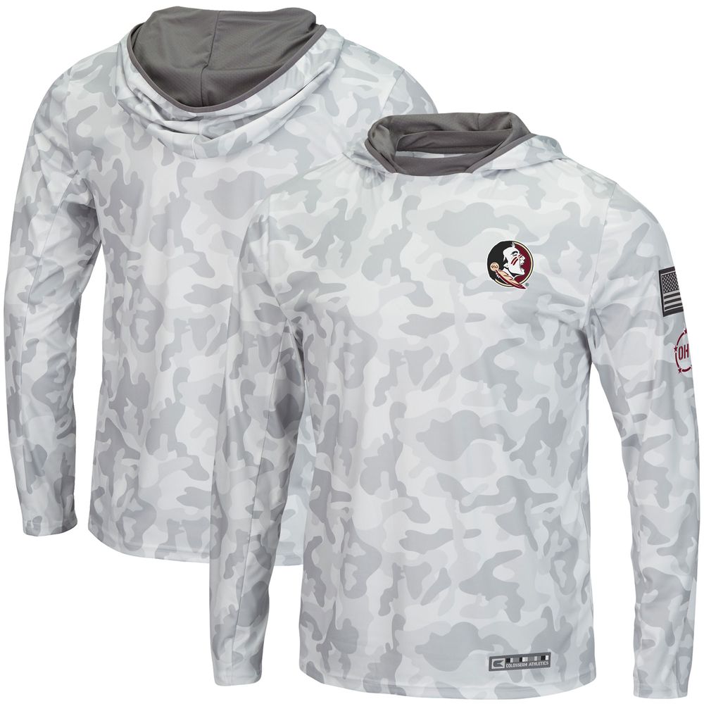 Men's Colosseum Arctic Camo Florida State Seminoles OHT Military Appreciation Long Sleeve Hoodie Top