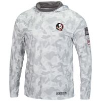 Men's Colosseum Arctic Camo Florida State Seminoles OHT Military Appreciation Long Sleeve Hoodie Top