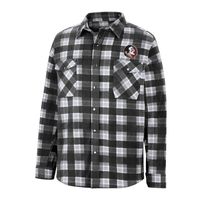 Men's Colosseum Black/White Florida State Seminoles Ellis Plaid Full-Snap Shirt Jacket