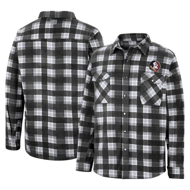 Colosseum pour homme Noir/Blanc Florida State Seminoles Ellis Plaid Full-Snap Shirt Jacket