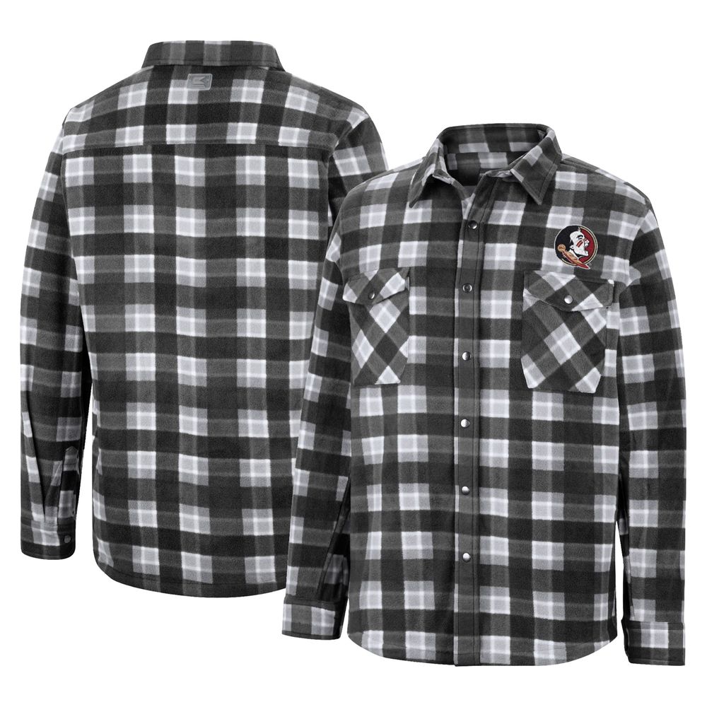 Men's Colosseum Black/White Florida State Seminoles Ellis Plaid Full-Snap Shirt Jacket