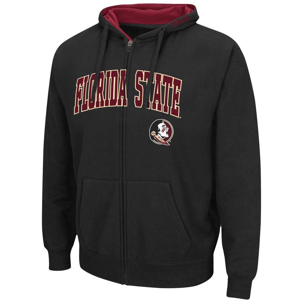 Men's Colosseum Black Florida State Seminoles Arch & Logo 3.0 Full-Zip Hoodie