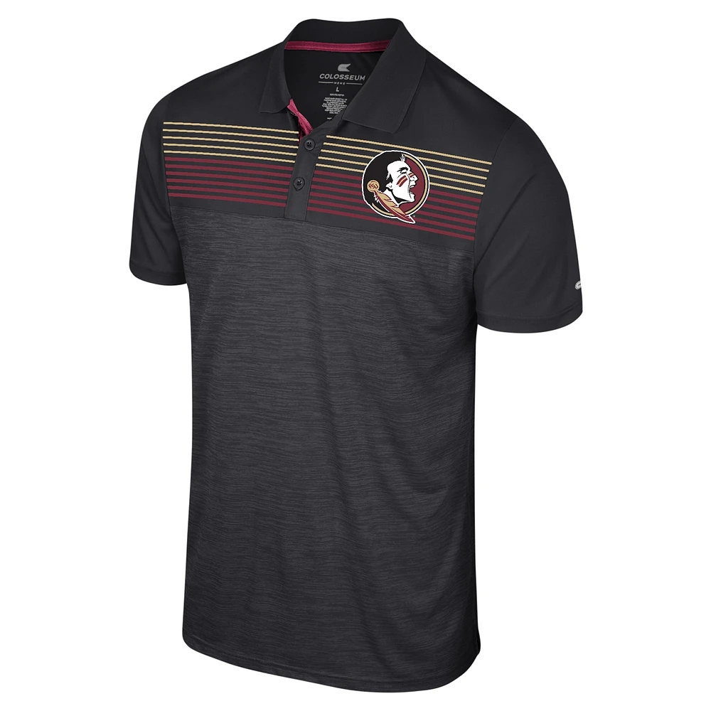 Men's Colosseum Black Florida State Seminoles Big & Tall Langmore Polo