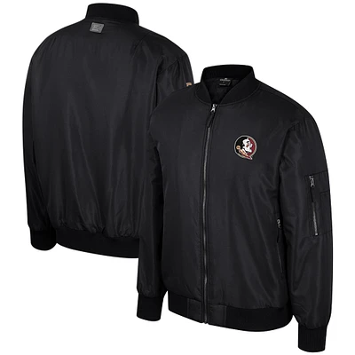 Blouson aviateur entièrement zippé Colosseum pour hommes, Florida State Seminoles, noir