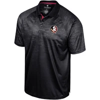 Men's Colosseum Black Florida State Seminoles Honeycomb Raglan Polo