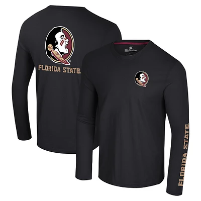 T-shirt à manches longues Colosseum Black Florida State Seminoles Logo Lockup 3-Hit Active Blend pour hommes