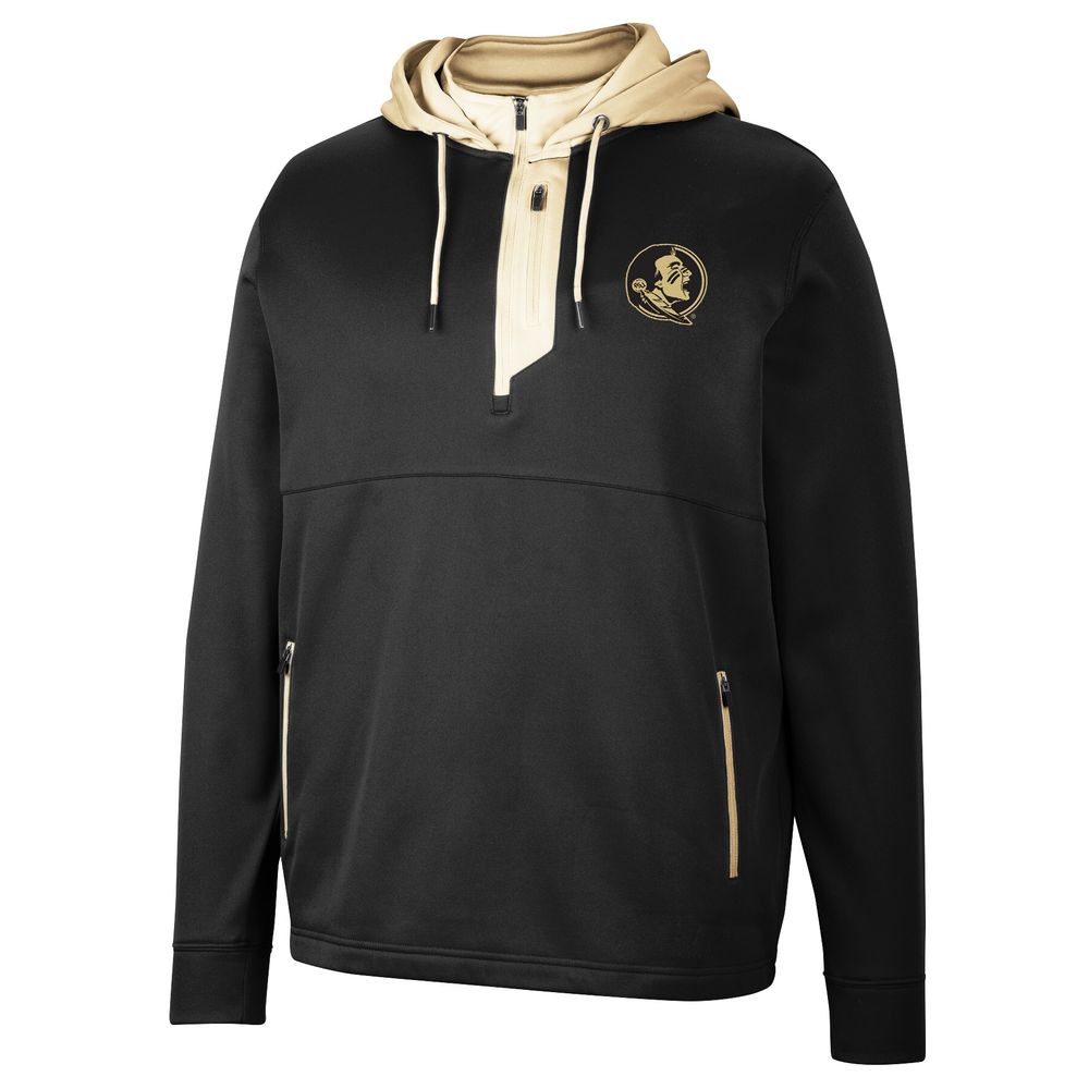 Men's Colosseum Black Florida State Seminoles Luge 3.0 Quarter-Zip Hoodie