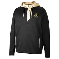 Sweat à capuche Colosseum pour hommes, noir, Florida State Seminoles Luge 3.0, quart de zip