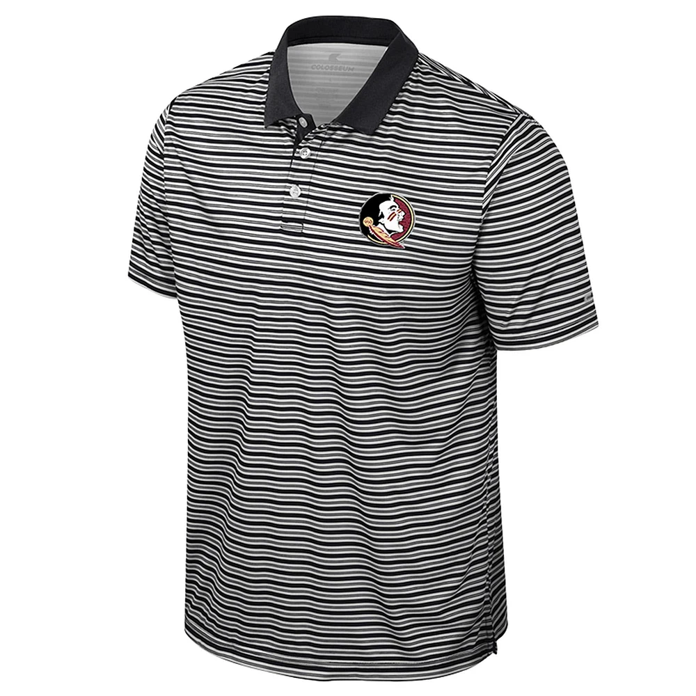 Men's Colosseum Black Florida State Seminoles Striped Polo