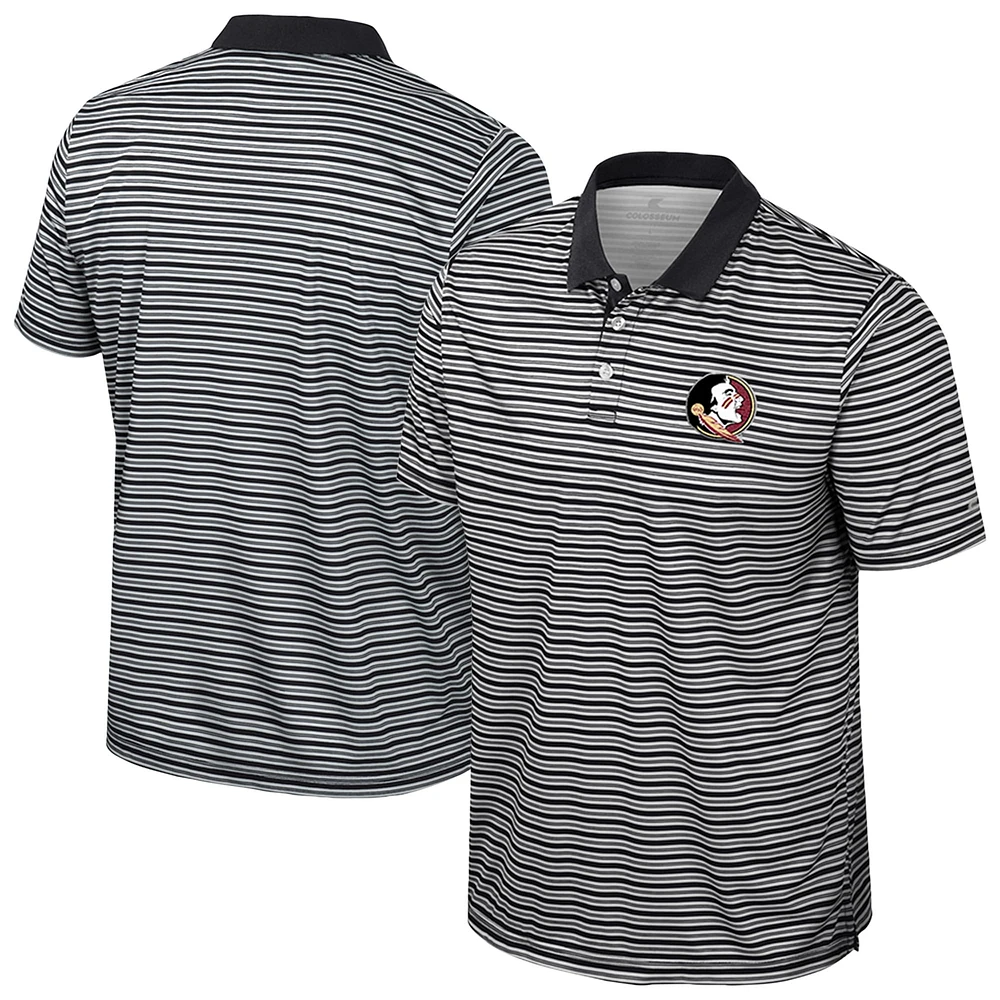 Men's Colosseum Black Florida State Seminoles Striped Polo