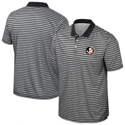 Men's Colosseum Black Florida State Seminoles Striped Polo
