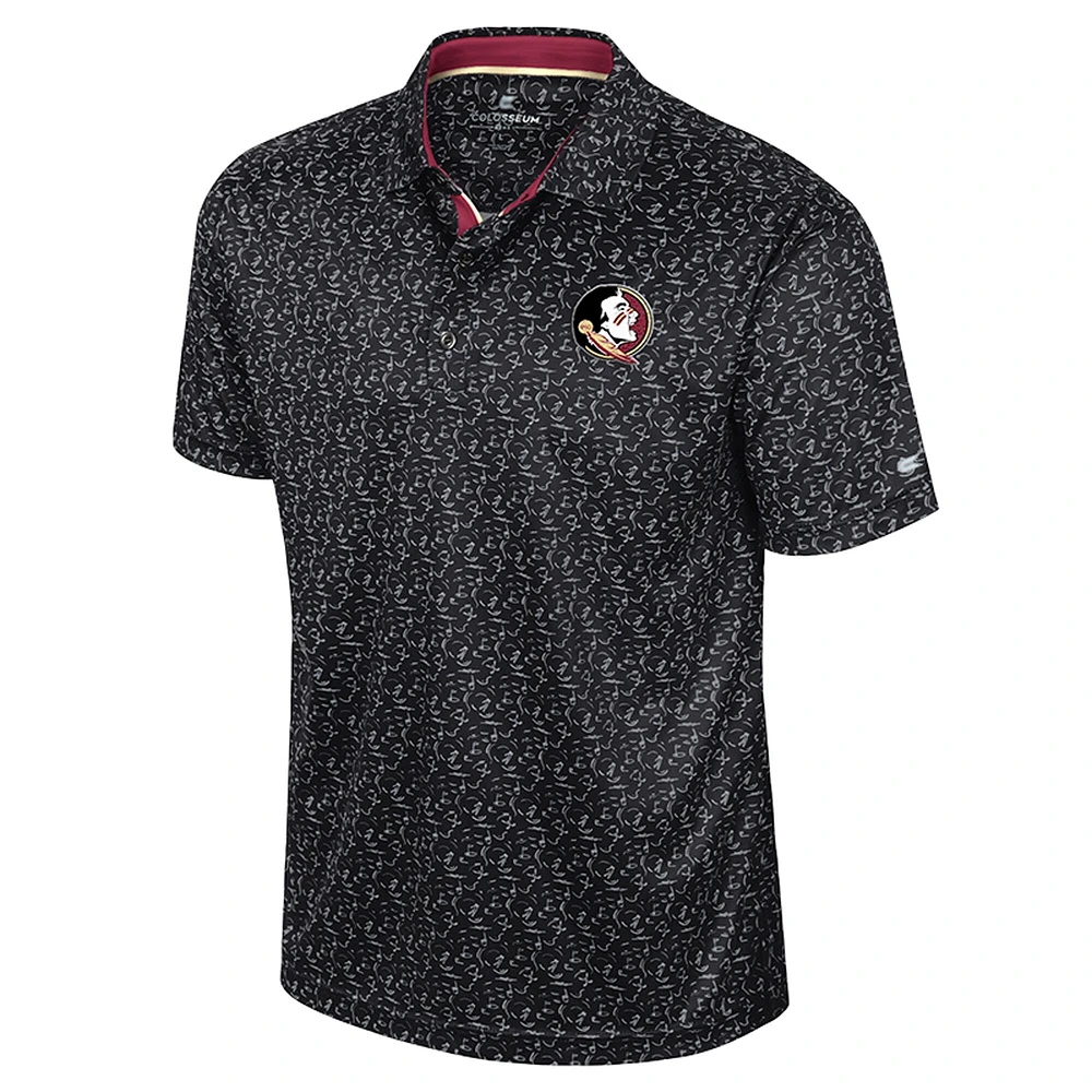 Polo de golf sublimé noir Colosseum pour homme des Florida State Seminoles