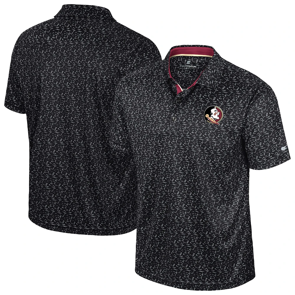 Polo de golf sublimé noir Colosseum pour homme des Florida State Seminoles
