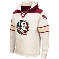 Men's Colosseum Cream Florida State Seminoles Big & Tall Hockey Lace-Up Pullover Hoodie