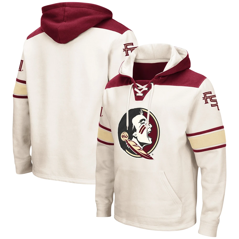 Men's Colosseum Cream Florida State Seminoles Big & Tall Hockey Lace-Up Pullover Hoodie