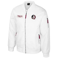 Men's Colosseum Florida State Seminoles White Rabbit Full-Zip Bomber Jacket