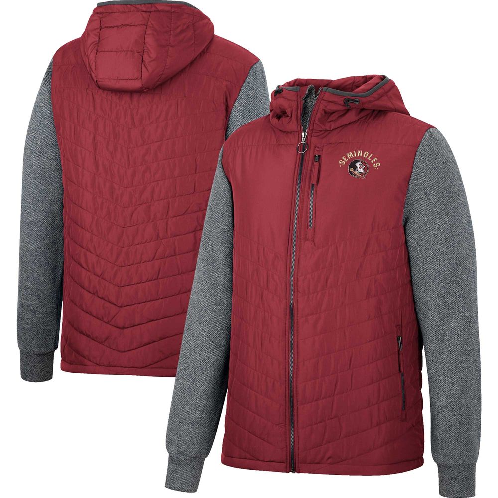 Men's Colosseum Garnet/Charcoal Florida State Seminoles Course Herringbone Full-Zip Hoodie