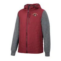 Sweat à capuche entièrement zippé Colosseum Garnet/Charcoal Florida State Seminoles Course Herringbone pour homme