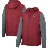 Sweat à capuche entièrement zippé Colosseum Garnet/Charcoal Florida State Seminoles Course Herringbone pour homme