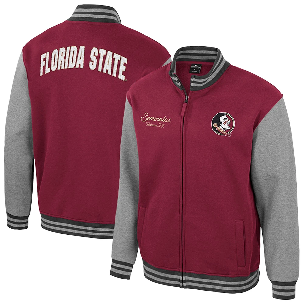 Men's Colosseum  Garnet Florida State Seminoles Ambi-Turner Full-Zip Varsity Jacket