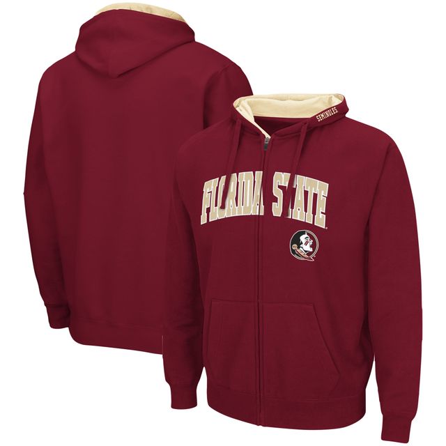 Sweat à capuche entièrement zippé Colosseum Garnet Florida State Seminoles Arch & Logo 3.0 pour homme