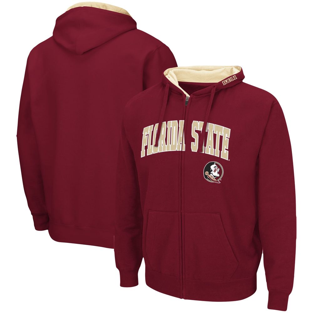 Men's Colosseum Garnet Florida State Seminoles Arch & Logo 3.0 Full-Zip Hoodie