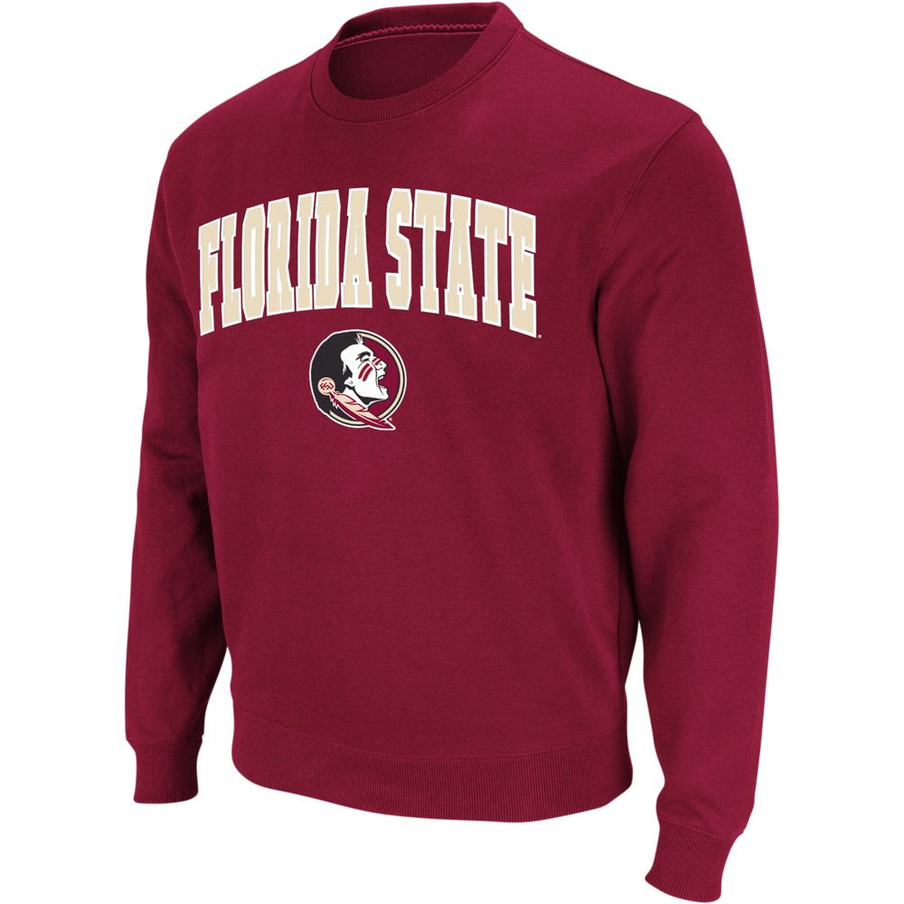 Men's Colosseum Garnet Florida State Seminoles Arch & Logo Crew Neck Sweatshirt