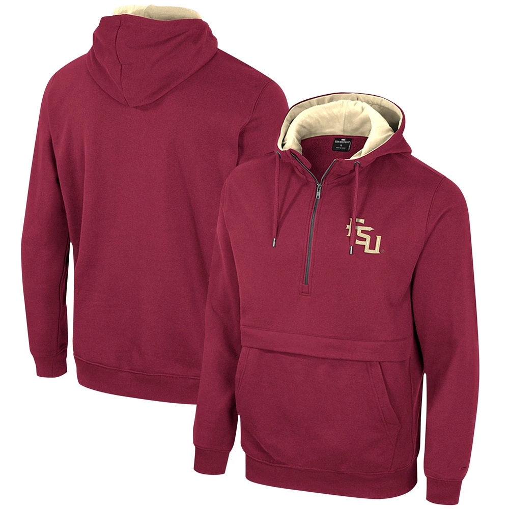 Sweat à capuche semi-zippé Colosseum Garnet Florida State Seminoles pour hommes