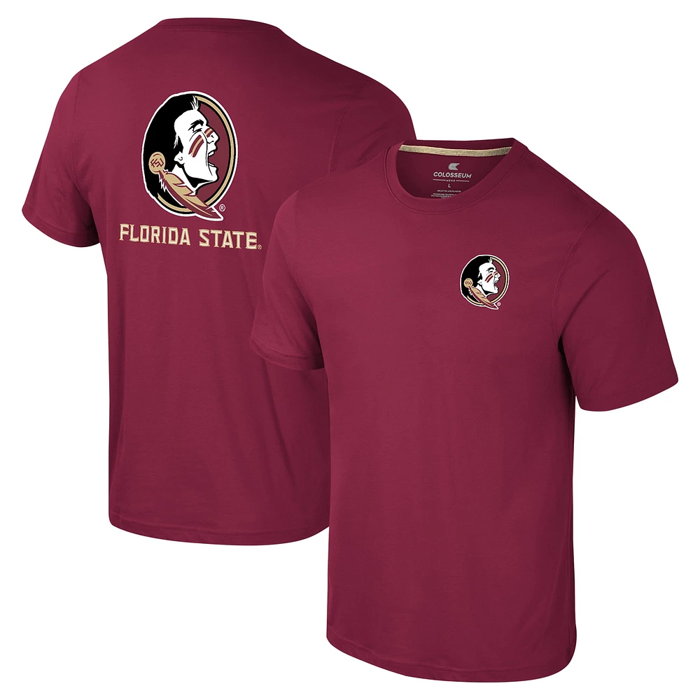 Men's Colosseum Garnet Florida State Seminoles Logo Lockup 2-Hit Active Blend T-Shirt