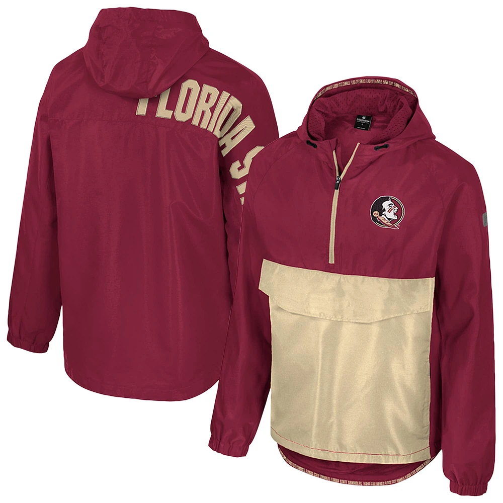 Veste anorak demi-zip Reloaded Colosseum Garnet pour homme des Florida State Seminoles