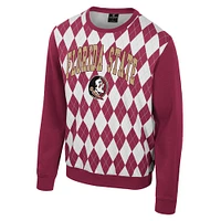 Men's Colosseum Garnet Florida State Seminoles The Dealio Argyle Pullover Sweatshirt