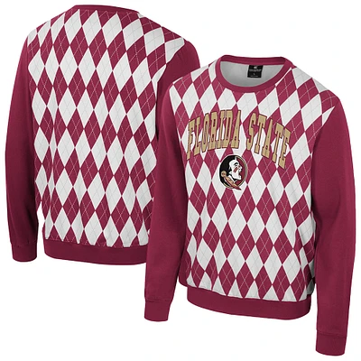 Sweat-shirt à capuche The Dealio Argyle pour homme Colosseum Garnet Florida State Seminoles