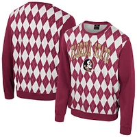 Men's Colosseum Garnet Florida State Seminoles The Dealio Argyle Pullover Sweatshirt