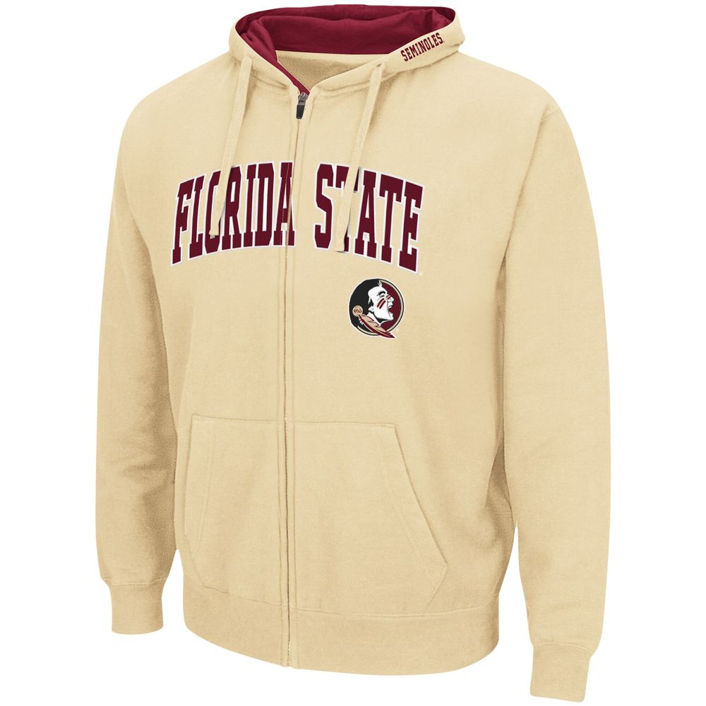 Men's Colosseum Gold Florida State Seminoles Arch & Logo 3.0 Full-Zip Hoodie