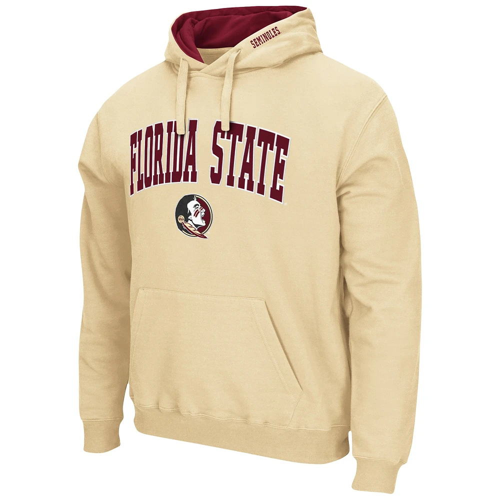 Men's Colosseum Gold Florida State Seminoles Arch & Logo 3.0 Pullover Hoodie