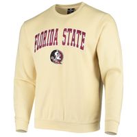 Men's Colosseum Gold Florida State Seminoles Arch & Logo Tackle Twill Pullover Sweatshirt