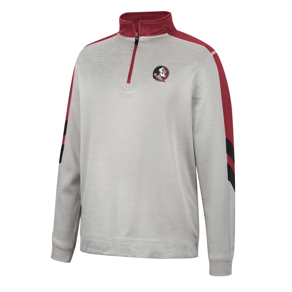 Men's Colosseum Gray/Garnet Florida State Seminoles Bushwood Fleece Quarter-Zip Jacket