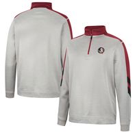 Men's Colosseum Gray/Garnet Florida State Seminoles Bushwood Fleece Quarter-Zip Jacket