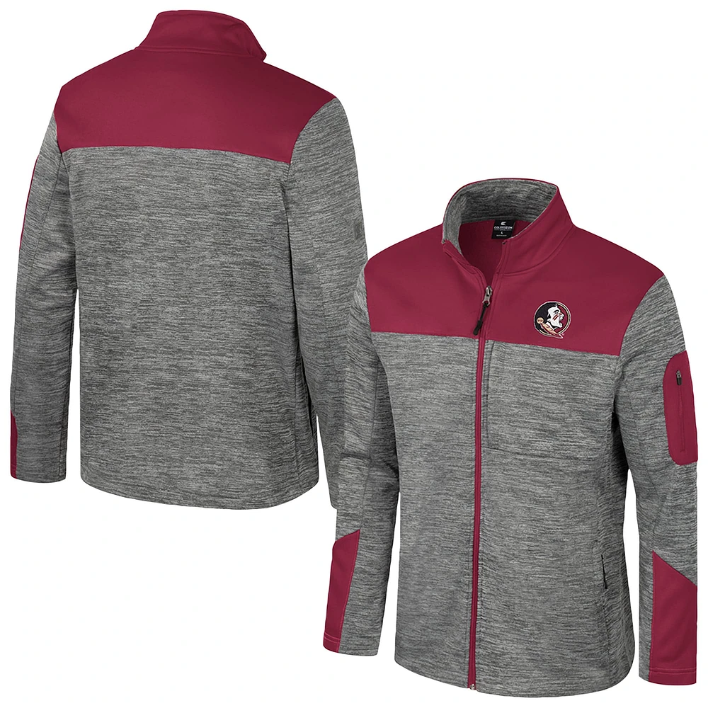 Veste zippée intégrale pour homme Colosseum Grey/Grenat Florida State Seminoles