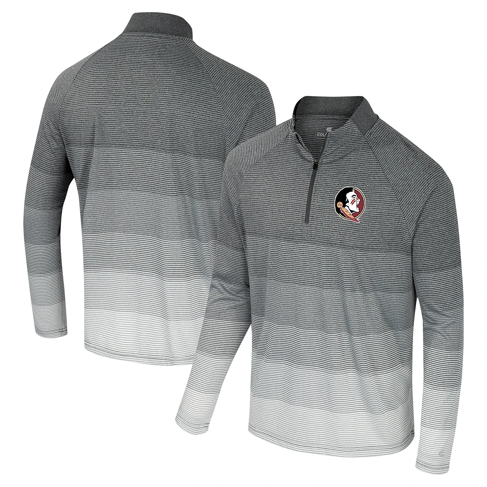 Men's Colosseum  Gray Florida State Seminoles AI Striped Mesh Quarter-Zip Raglan Windshirt