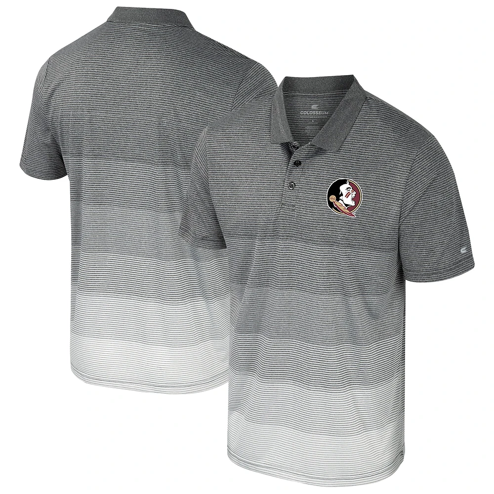 Men's Colosseum Gray Florida State Seminoles Striped Mesh Polo