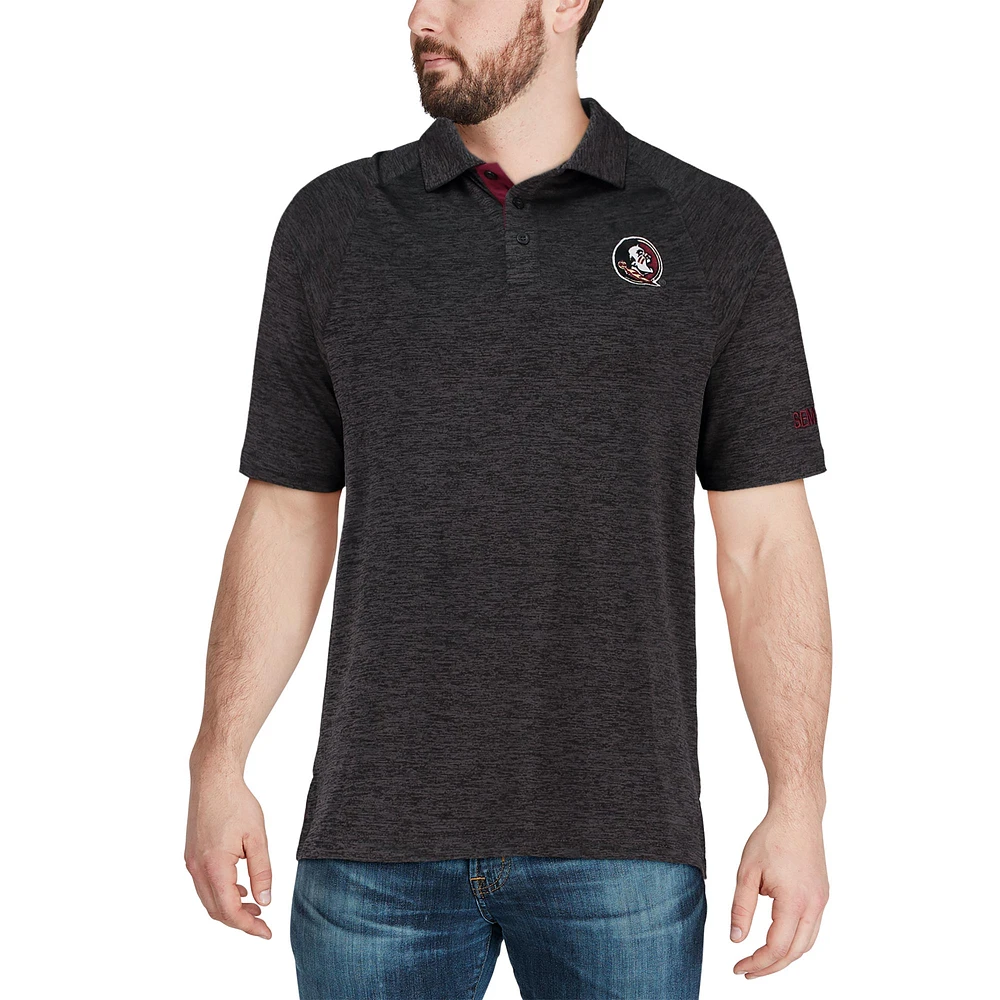 Polo pour homme Colosseum Heather noir chiné Florida State Seminoles Down Swing