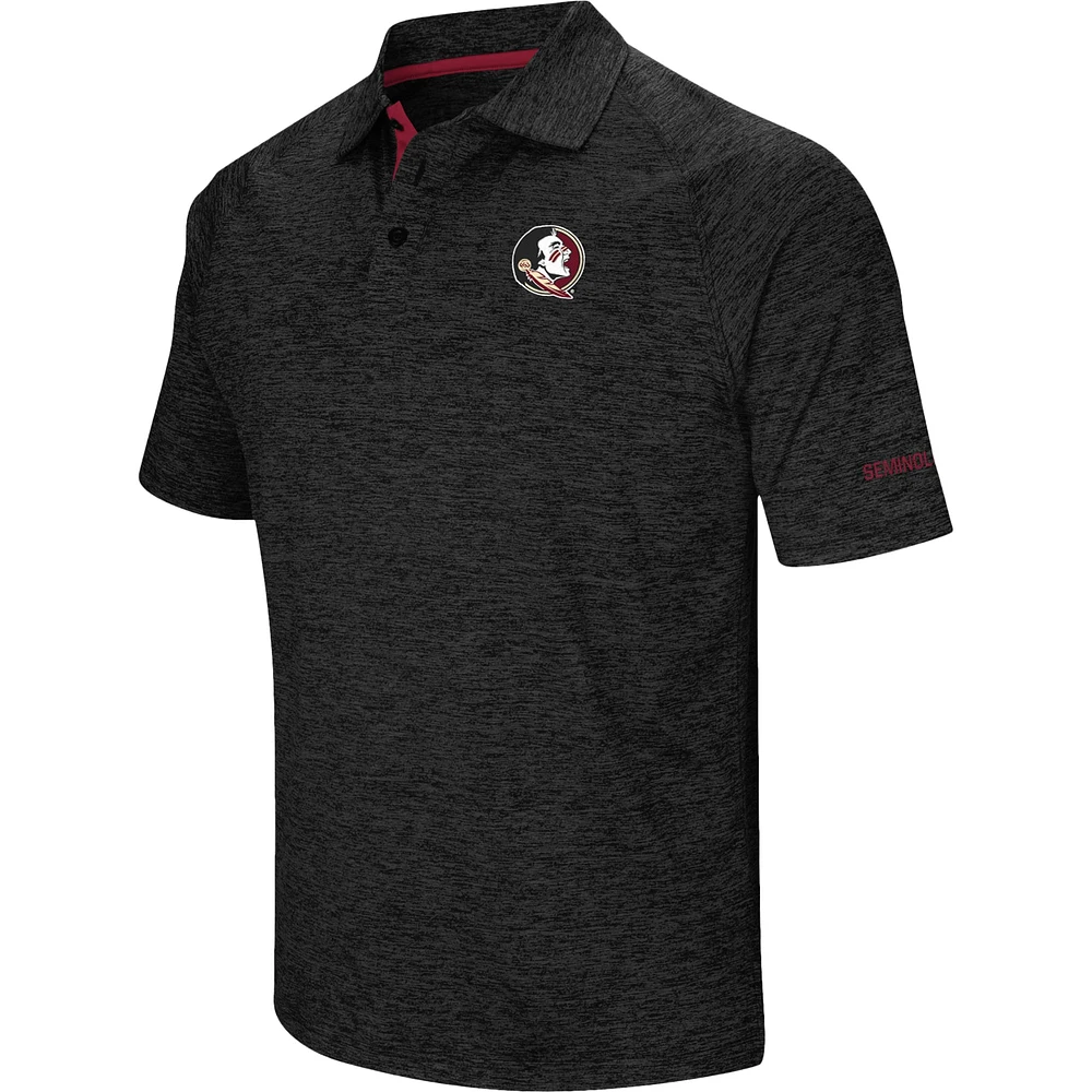 Men's Colosseum Heather Black Florida State Seminoles Down Swing Polo