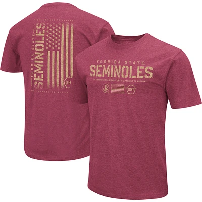Colosseum Heather Garnet Florida State Seminoles OHT Military Appreciation Flag 2.0 T-shirt pour homme